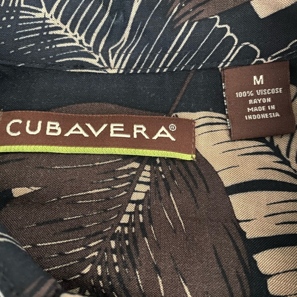 Cubavera Blue and Brown Casual Button Down Shirt Tropical Print - Picture 3 of 4